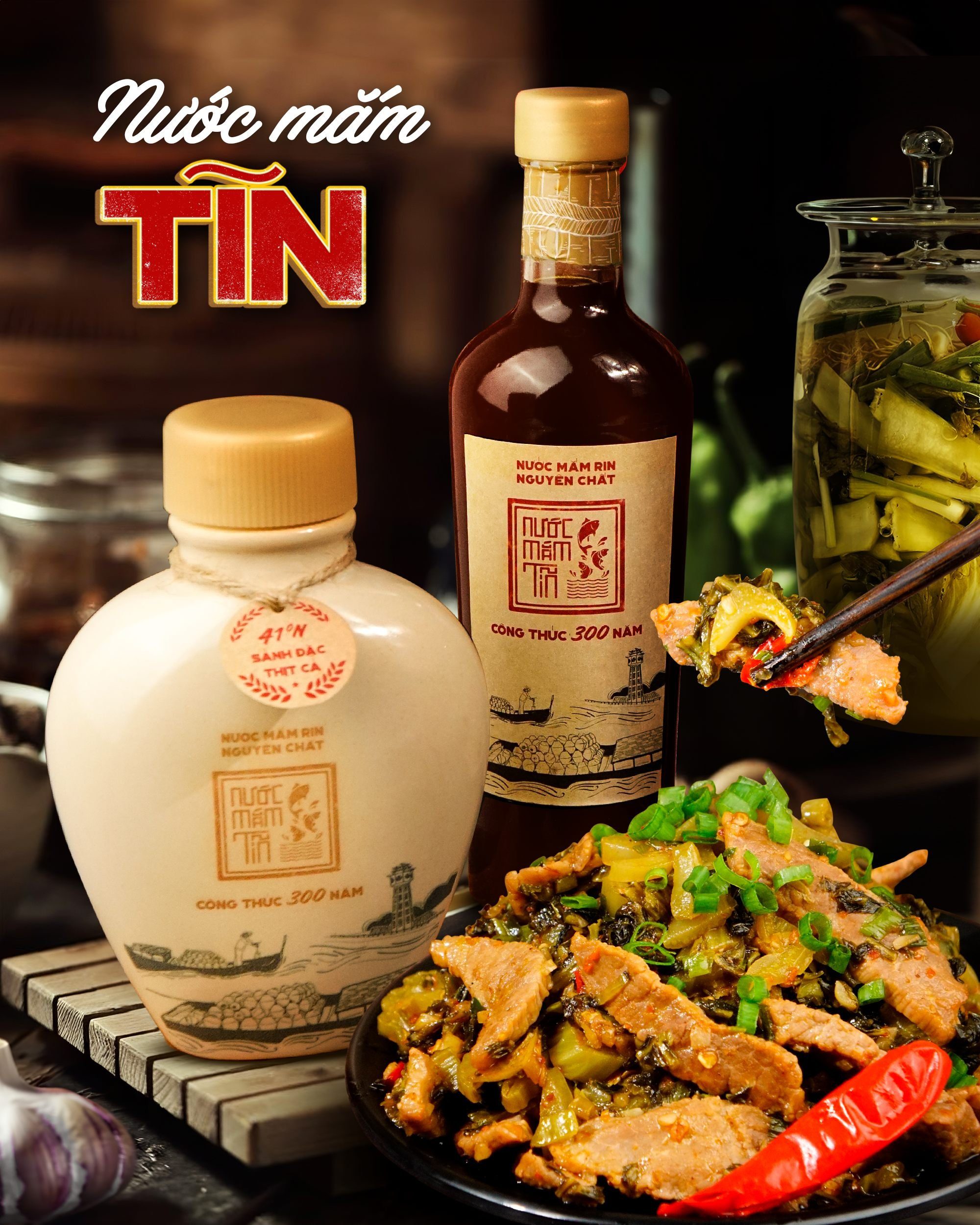 Cặp 2 Chai Nước Mắm Tĩn Nhãn Đỏ 40N – Nước mắm Rin Truyền thống